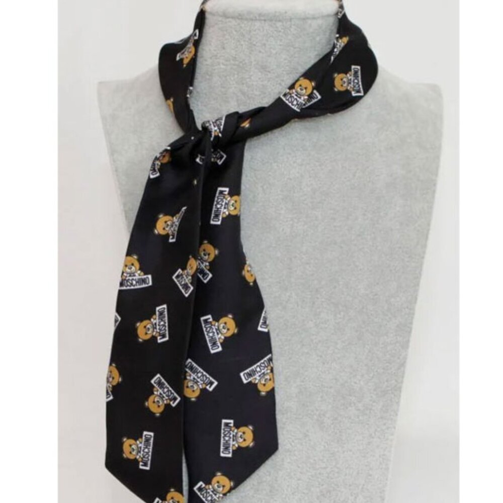 Moschino Signature Bear Skinny Scarf